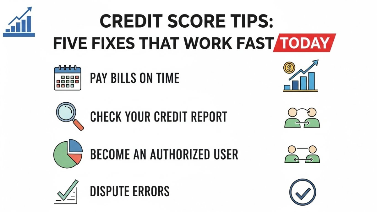 Credit Score Tips: Five Fixes That Work Fast Today